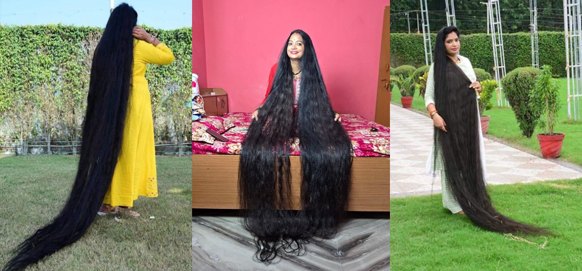 भारतीय महिलाले राखिन् ८ फिट १० इन्च लामो कपालको विश्व रेकर्ड (तस्बिरसहित)