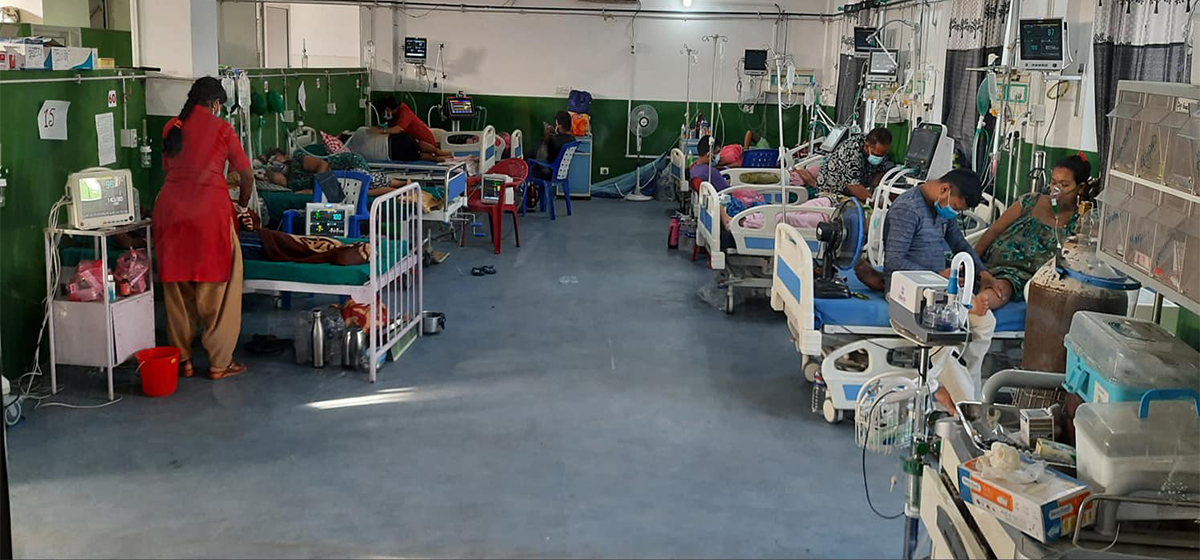 संक्रमितको संख्या अत्याधिक रुपले बढ्दै, बिरामीका लागि शय्या अभाव