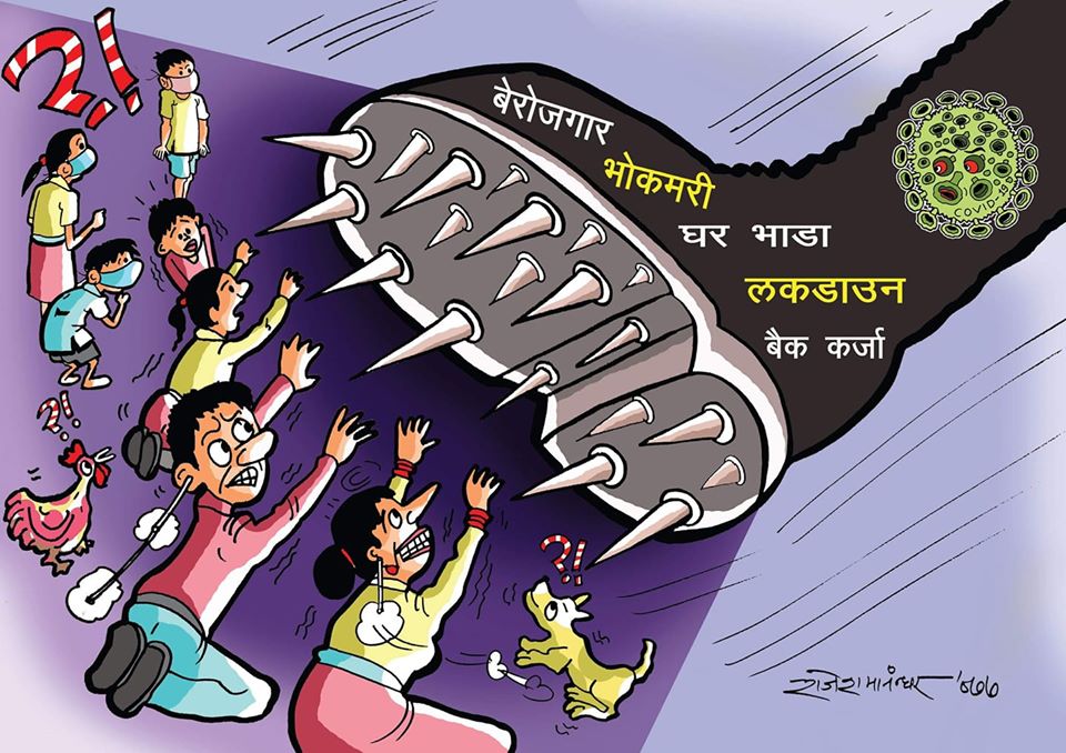 राजेशको व्यंग्यचित्रमा कोरोना